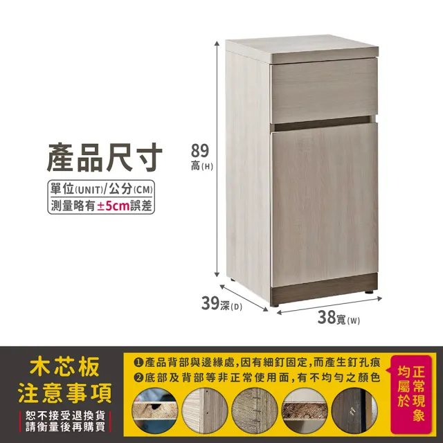 【ASSARI】現代收納櫃/玄關櫃/邊櫃/財位櫃(寬38x深39x高89cm)