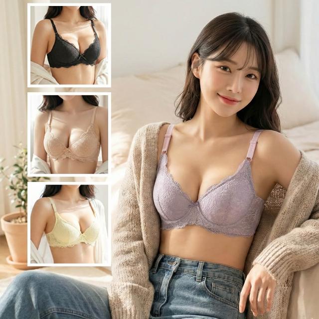 【Clany 可蘭霓】2件組 歐式蕾絲性感集中A-C內衣 上挺.小胸(台灣製.顏色隨機出貨)