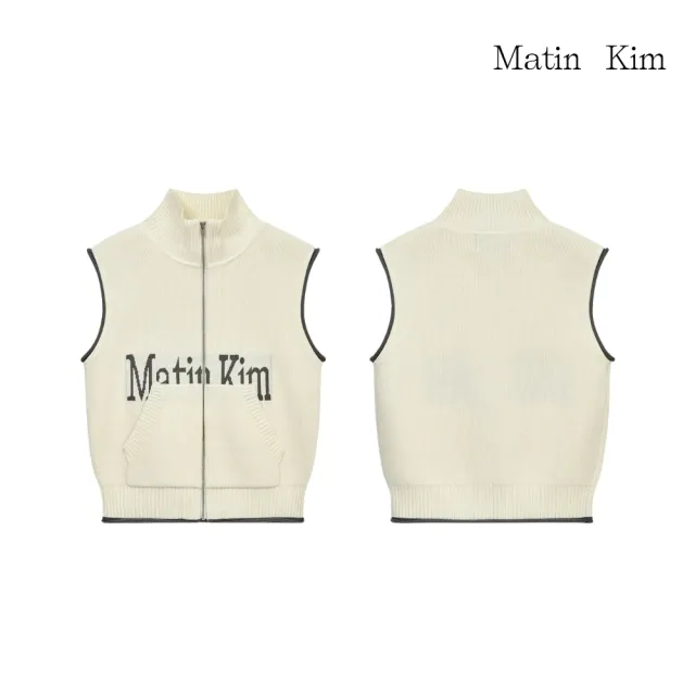 【MATIN KIM】官方旗艦 Matin Kim字母設計針織拉鍊背心(多款任選)