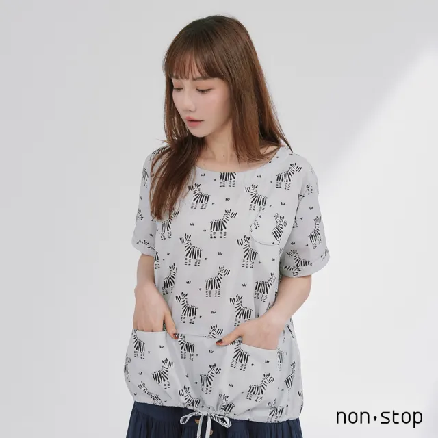 【non-stop】斑馬印花綁帶上衣-2色