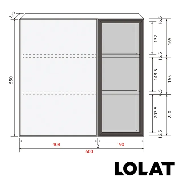 【LOLAT 羅力】官方直營 鋁合金60公分置物收納鏡櫃(MA502/MA502-KG)