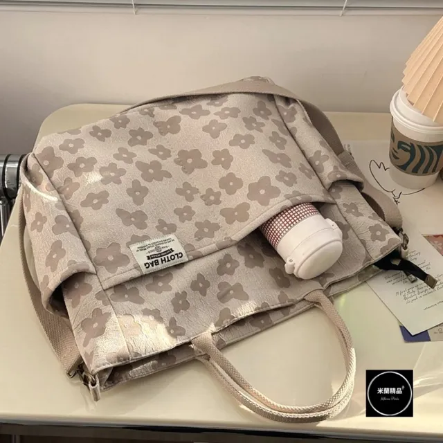 【米蘭精品】現貨限搶 帆布包肩背包托特包側背包單肩背包休閒隨身女包包(拉鍊款休閒文藝7色74jn8)