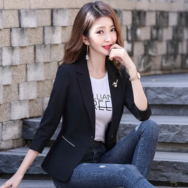 【米蘭精品】現貨限搶 西裝外套休閒西服(純色修身氣質薄款女外套4色74co27)