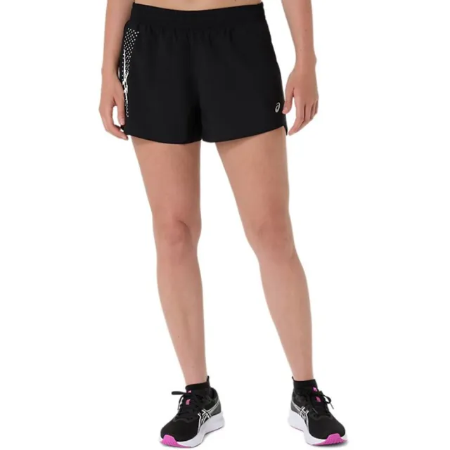 【asics 亞瑟士】短褲 女 運動褲 跑步 ICON 4吋 黑 2012D361-001