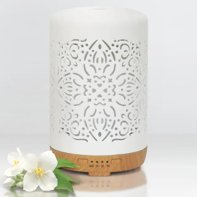 【Earnest Living】AIOT 智能陶瓷鏤空水氧機 250ml( 薰香機 香氛機 精油燈 水氧機)