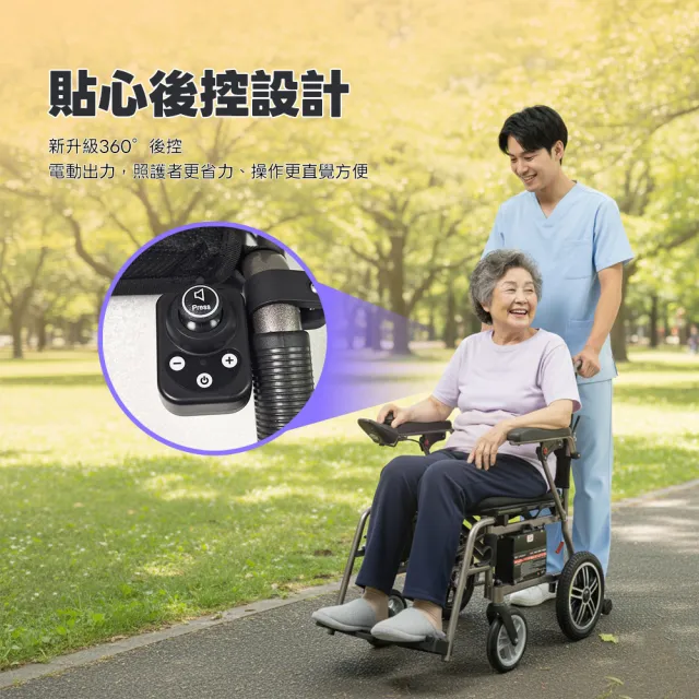 【Suniwin】出國代步摺疊電動輪椅W760m（輕鬆折疊/ 可拆式鋰電池/ 出國首選）