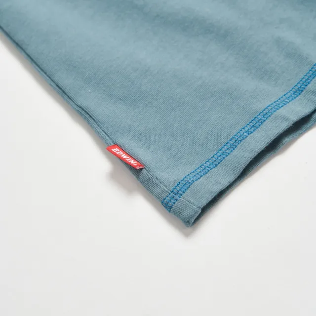 【EDWIN】男裝 小骷髏寬版短袖T恤(灰綠色)