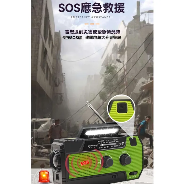 【Felsted 菲仕德】太陽能手搖發電收音機 應急手電筒 戶外應急 行動電源 防災發電機 太陽能充電 強光超亮