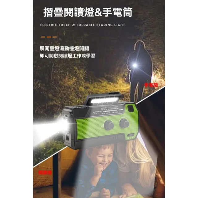 【Felsted 菲仕德】太陽能手搖發電收音機 應急手電筒 戶外應急 行動電源 防災發電機 太陽能充電 強光超亮