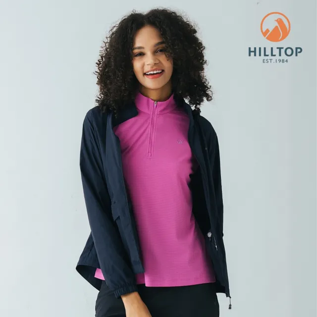 【Hilltop 山頂鳥】超潑水抗UV超輕量施華洛世奇燙鑽外套 女款 深藍｜PS02XFH1ECE0
