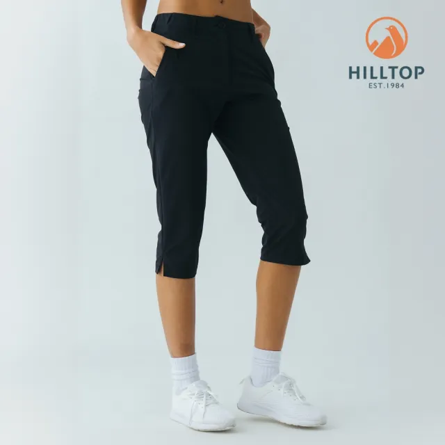【Hilltop 山頂鳥】抗UV吸濕快乾彈性七分褲 女款 黑|PS07XFS1ECA0