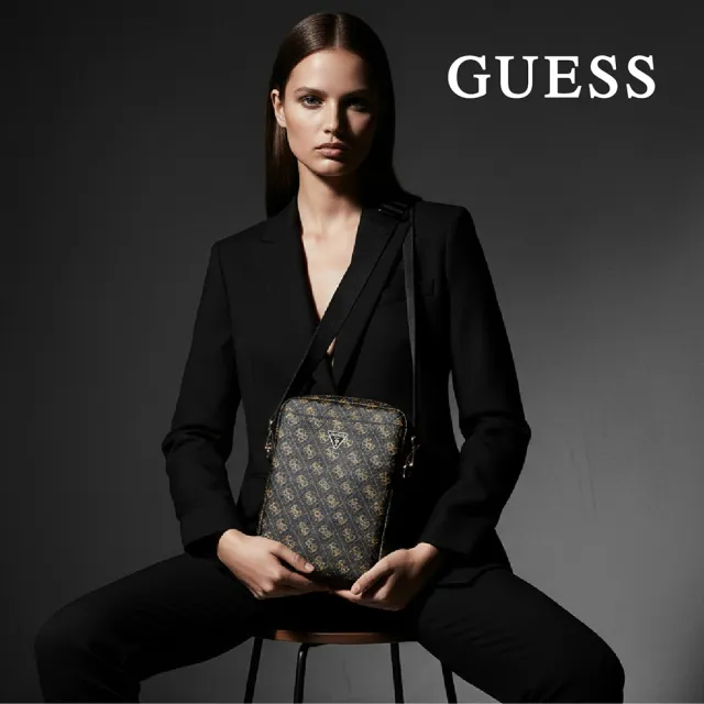 【GUESS】經典三角老花系列 10吋 平板 側背包