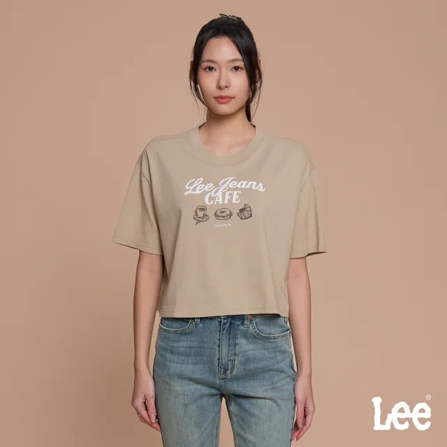 【Lee】女裝 短袖T恤 / 短版 Lee Jeans 咖啡印花 共3色 季節性版型 / LB602059124 LB602059721 LB602059K11