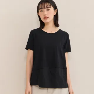 【a la sha】Logo特殊繡花造型拼接T恤