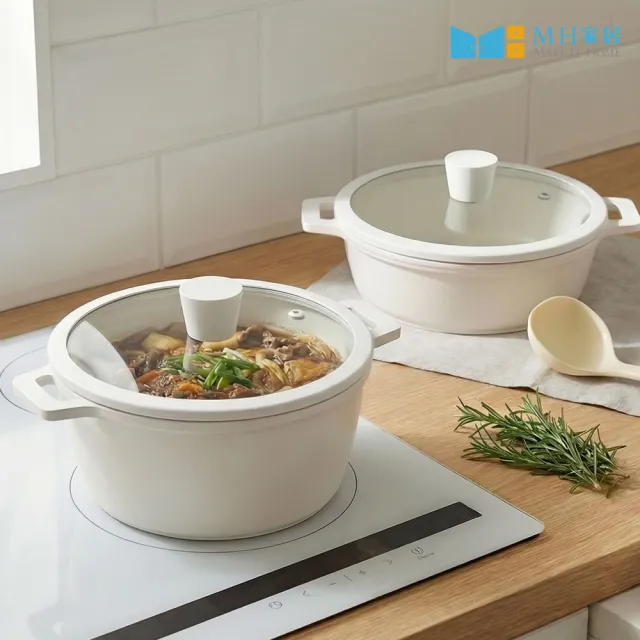【MH家居KITCHEN】韓國製雙耳深湯鍋20cm-附鍋蓋(湯鍋/不沾鍋/IH爐可用)
