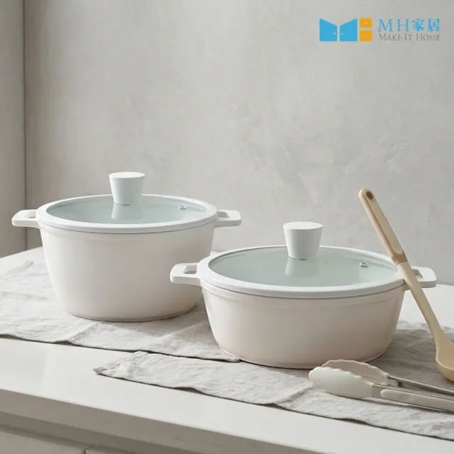 【MH家居KITCHEN】韓國製雙耳深湯鍋20cm-附鍋蓋(湯鍋/不沾鍋/IH爐可用)