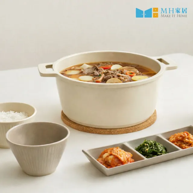 【MH家居KITCHEN】韓國製雙耳深湯鍋20cm-附鍋蓋(湯鍋/不沾鍋/IH爐可用)