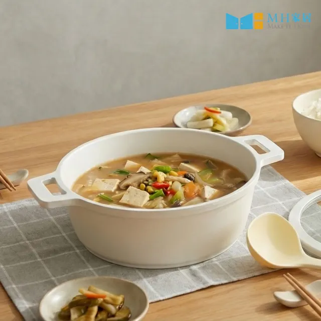 【MH家居KITCHEN】韓國製雙耳湯鍋20cm-附鍋蓋(湯鍋/不沾鍋/IH爐可用)