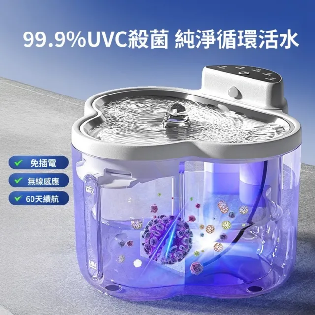 【Quality 聚家】寵物飲水機 自動飲水機 無線感應 貓咪智能飲水器 自動循環流動(免插電/五重過濾)