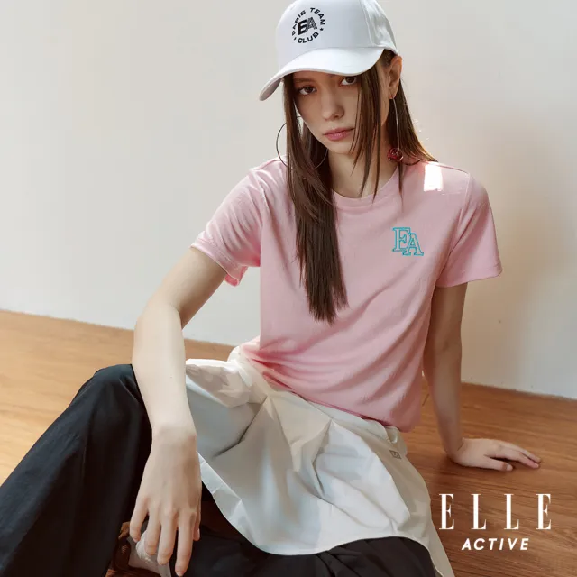 【ELLE ACTIVE】女款 吸濕排汗緹花短袖T恤-粉色(EA26S2W1605-72)