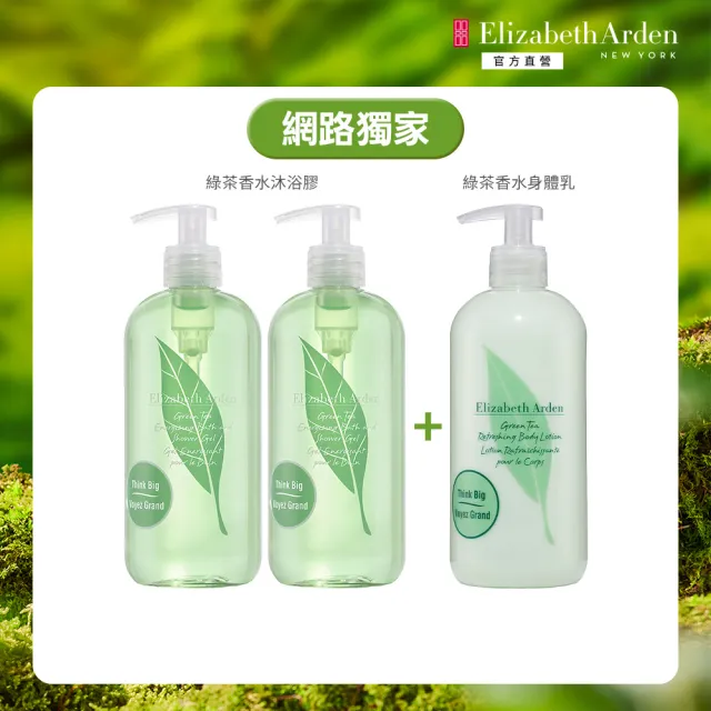 【伊麗莎白雅頓】官方直營 雅頓經典綠茶香水洗護三入組  (沐浴膠500ml*2+身體乳500ml*1)