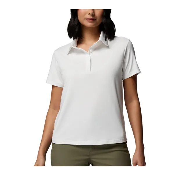 【Columbia 哥倫比亞】女款-防曬UPF50快排短袖POLO衫- Parsons Point™ Polo-海鹽白(UAR92690ES/KS)
