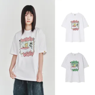 【Wacky WiLLY】官方旗艦館 衝浪KIKY度假短袖T恤(UNI短袖上衣 淺灰/白色)