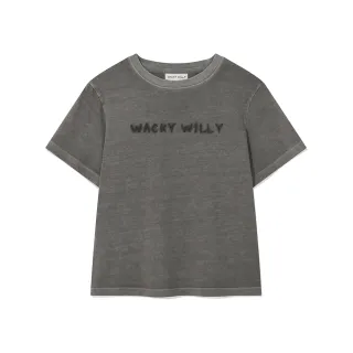 【Wacky WiLLY】官方旗艦館 女款拼染短版短袖T恤(WMS短袖上衣 灰色)