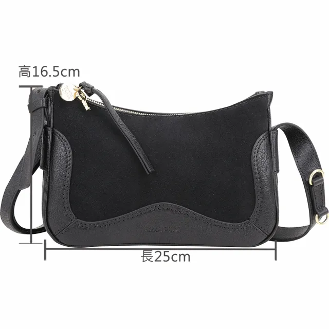 【See by Chloe’】HANA HOBO 牛皮拼麂皮迷你肩背 斜背流浪包-黑色
