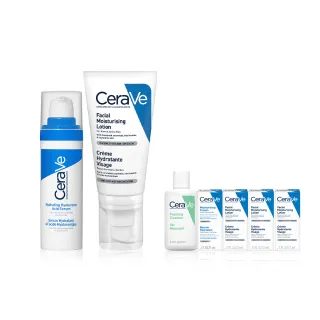 【CeraVe 適樂膚】臉部潤澤雙入組★全效水光B5玻尿酸修護精華 30ml+全效超級修護乳 52ml_A(保濕鎖水)