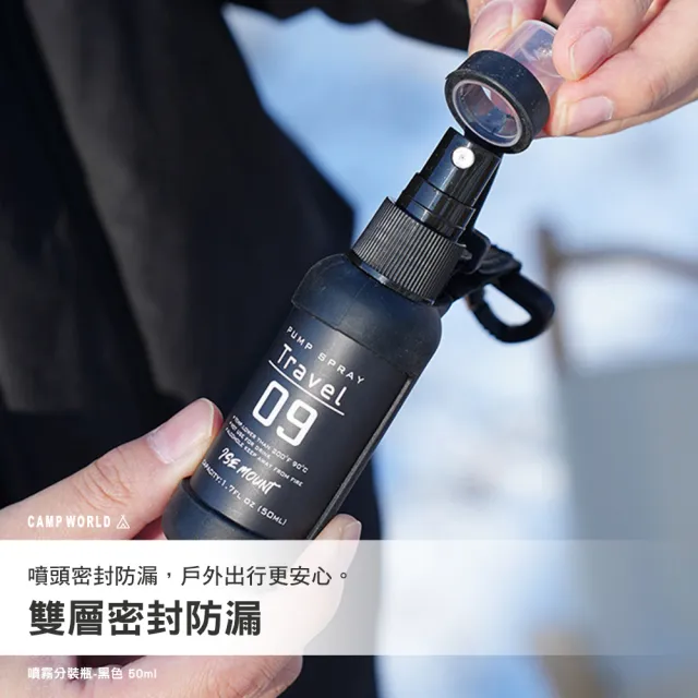 ISE MOUNT 戶外露營噴霧分裝瓶 黑色 50ml 噴霧瓶 分裝噴瓶 旅行分裝 酒精噴瓶 逐露天下