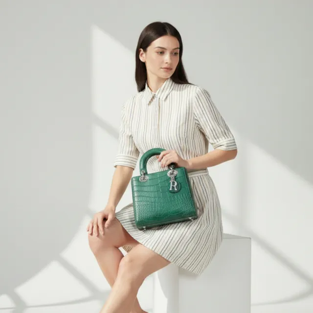 【M2nd】珍稀鱷魚腹皮手提斜背黛妃包(Y0019D)