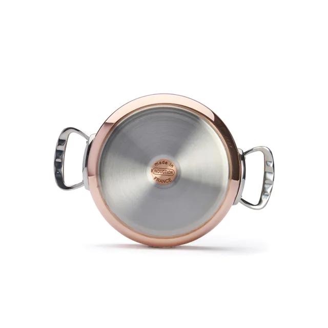 【de Buyer 畢耶】Prima Matera銅鍋系列 不鏽鋼柄雙耳主廚鍋24cm/銅鍋-適用IH爐(含鍋蓋)