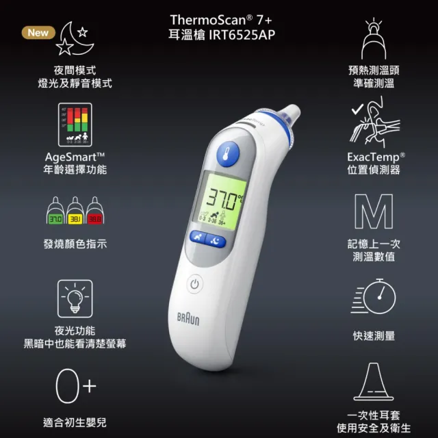 【BRAUN 百靈】耳溫槍IRT6525 (內附20個耳套 再加贈40個耳套)