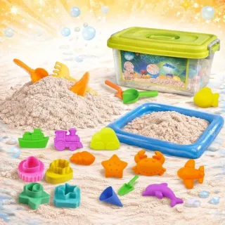 【TUMBLING SAND】翻滾動力沙_5kg升級組 (5kg原色沙+16件模具+沙盤+收納盒)