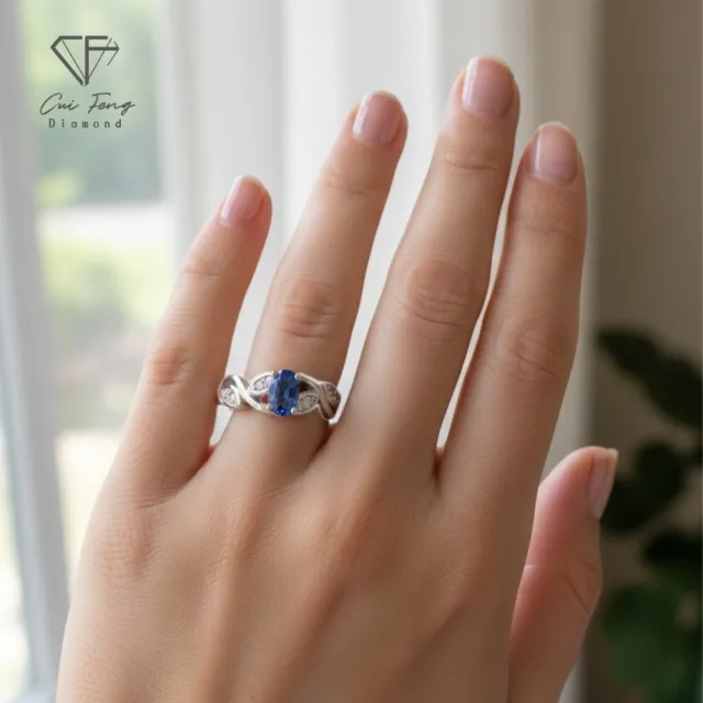 【CF Diamond】戒指 天然坦桑石 50分《藍精靈》雙11(女戒 鑽戒 禮物 生日)