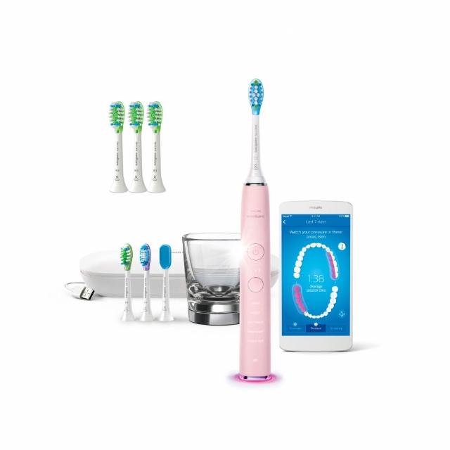 【Philips 飛利浦】Sonicare  鑽白極淨智能鑽石音波震動牙刷/電動牙刷-典雅粉HX9924/22
