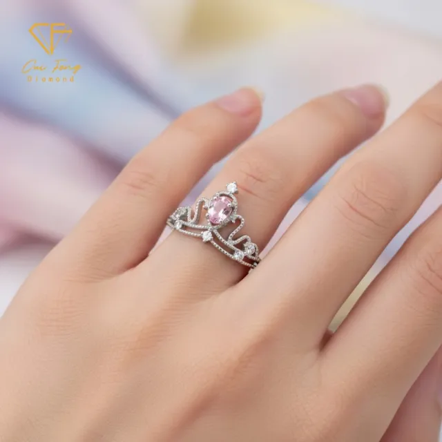 【CF Diamond】戒指 天然粉藍寶石 20分《粉戀誓約》雙11(女戒 鑽戒 禮物 生日)