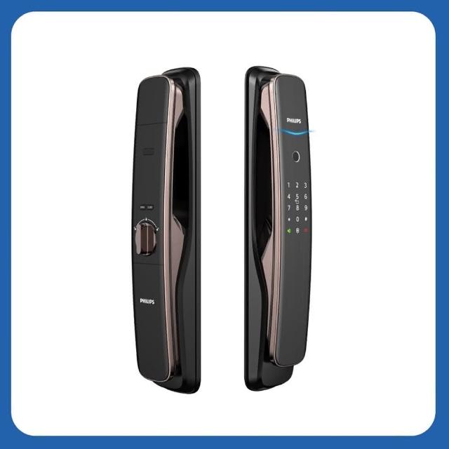 【Philips 飛利浦】702E 五合一推拉式聯網智能門鎖/電子鎖(指紋│卡片│密碼│鑰匙│WiFi/含安裝)