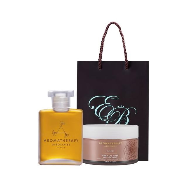 【AA 英國皇家芳療】明星精油沐浴油寵愛組(沐浴油55mL+紅泥膜200mL+品牌紙袋)
