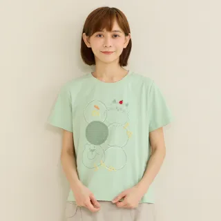 【a la sha】a家族涼感透氣繡花棉T