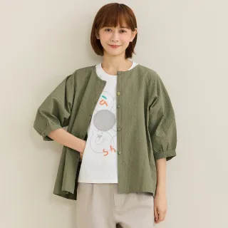【a la sha】細泡紋貓咪蓬袖襯衫