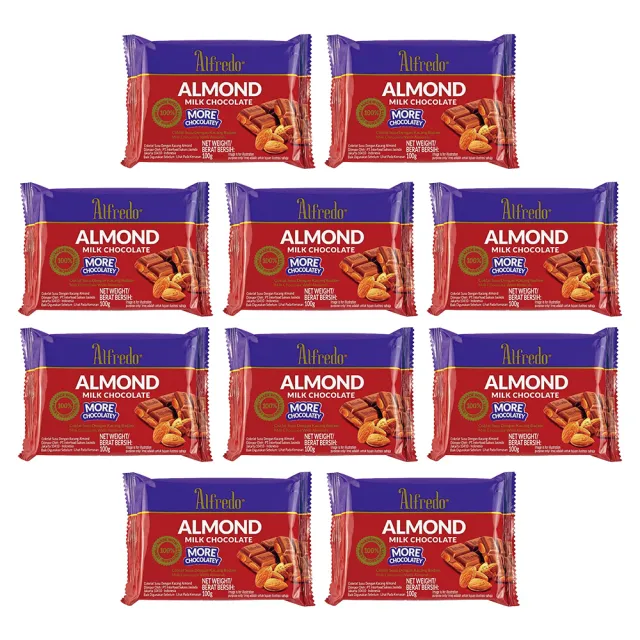 Alfredo白儷人杏仁夾心巧克力(100g*10片)
