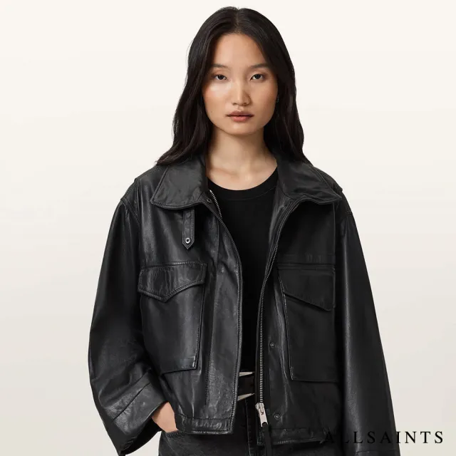【ALLSAINTS】CLAY 寬鬆羊皮騎士皮衣-黑 W109LD(寬鬆版型)