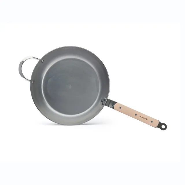【de Buyer 畢耶】原礦木柄蜂蠟系列 法式傳統單柄平底鍋32cm-適用IH爐(附握耳)
