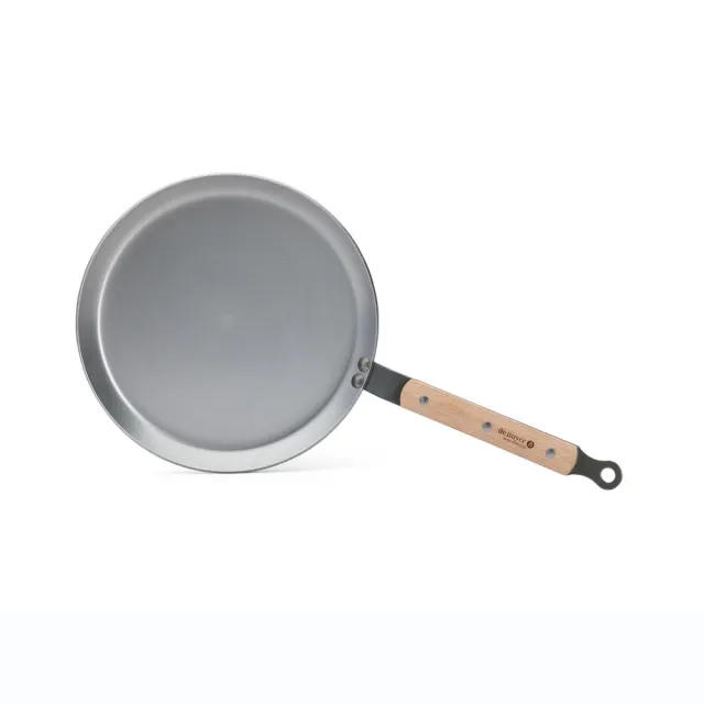 【de Buyer 畢耶】原礦木柄蜂蠟系列 法式可麗餅鍋24cm/鐵鍋-適用IH爐