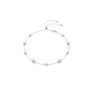 【SWAROVSKI 施華洛世奇】官方直營 Una Angelic 項鏈 圓形切割 鍍白金色 | 5732275