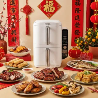 【NINJA】SL201TW DoubleStack 雙層氣炸鍋 7.6L(年菜/氣炸鍋/氣炸烤箱/烤箱/燒烤/烘焙/乾果)