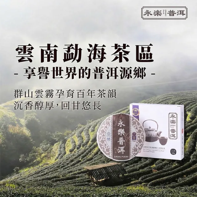 【EiRAKU】永樂普洱茶100g x 3入(茶餅 茶磚 雲南 熟茶  送禮 伴手禮 中秋禮盒 父親節)