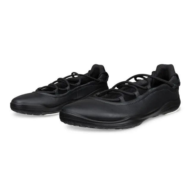 【ecco】BIOM LITE TR W 健步都會舒適皮革芭蕾舞鞋 女鞋(黑色 84010351052)
